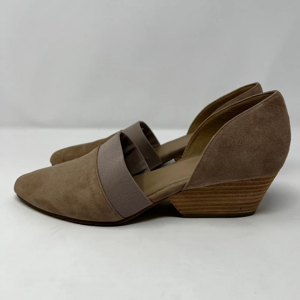 Eileen Fisher Women Taupe Suede D'Orsay Wedge Pumps‎ Size 8 Pointed Toe